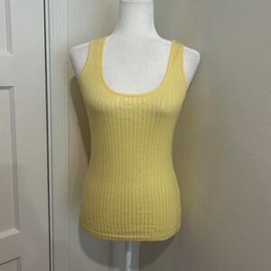 2000s Express Sequin Pima Cotton Women's Yellow Tank Top Size Small